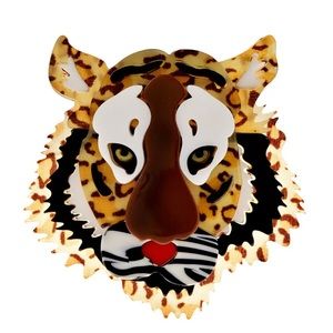 Acrylic tiger multilayer brooch / pin